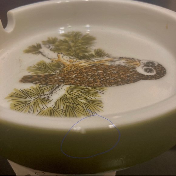 Vintage Fitz And Floyd Ceramic Owl Ashtray Collectible Trinket Dish - Picture 4 of 5